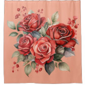 Elegante rosa rote Rosen Duschvorhang (Vorderseite)