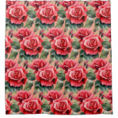 Elegante rosa rote Rosen Duschvorhang (Vorderseite)