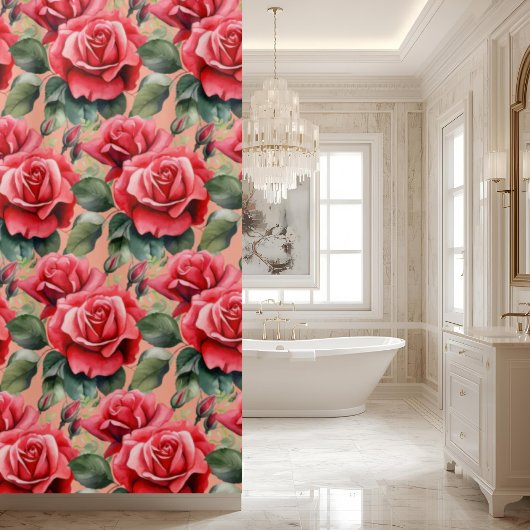 Elegante rosa rote Rosen Duschvorhang