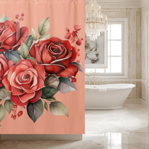 Elegante rosa rote Rosen Duschvorhang