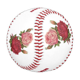 Elegante rosa Rote Rosen mit Blumenmuster Baseball