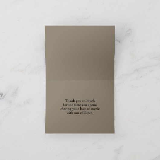 Elegante Rosa Rote Rosen Piano Piano Teacher Dankeskarte (Innenseite)