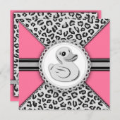 Elegante Rosa Rubber Duck Baby Shower Einladung (Vorne/Hinten)