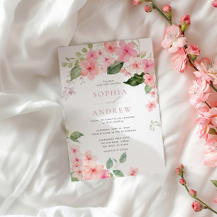 Elegante Rosa Sakura Blume Einladung Hochzeit