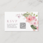 Elegante Rosa Sakura Blume Hochzeit QR Code UAWG Begleitkarte (Vorderseite)