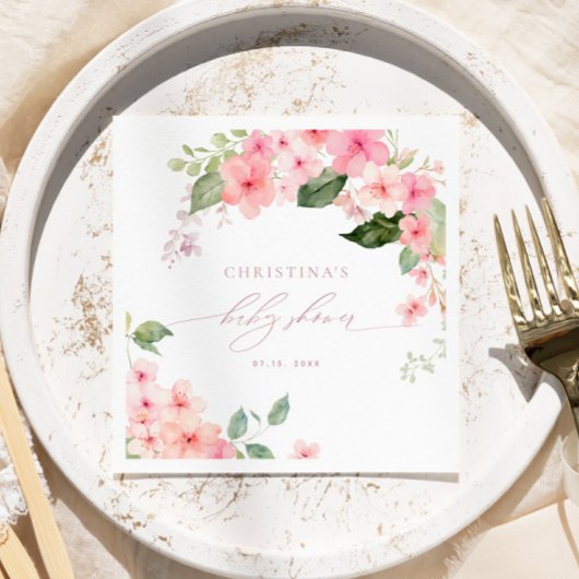 Elegante Rosa Sakura Blume Kinderdusche Napkins Serviette