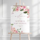 Elegante Rosa Sakura Blume Kinderdusche Willkommen Poster