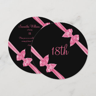 Elegante rosa Satin-Bogen-18. Geburtstag Einladung