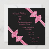 Elegante rosa Satin-Bogen-35. Geburtstag Einladung (Rückseite)