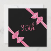 Elegante rosa Satin-Bogen-35. Geburtstag Einladung (Vorderseite)