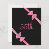 Elegante rosa Satin-Bogen-55. Geburtstag Einladung (Vorderseite)