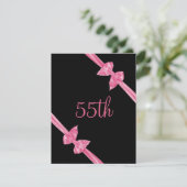 Elegante rosa Satin-Bogen-55. Geburtstag Einladung (Stehend Vorderseite)