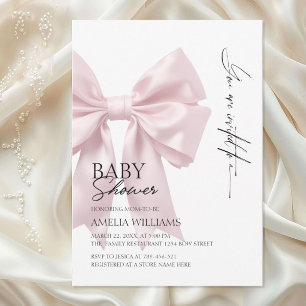 Elegante rosa Satin-Schleife Baby Shower Einladung