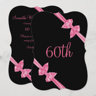 Elegante rosa Satin-Schleifen 60. Geburtstag Einladung