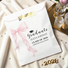 Elegante rosa Schleife 2026 Abschluss Absolvent Geschenktütchen