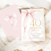 Elegante rosa Schleife 40. Geburtstag Einladung