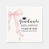 Elegante rosa Schleife Abschlussmütze Absolvent Serviette (Vorderseite)