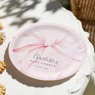 Elegante rosa Schleife Baby-Bridal-Shower Pappteller