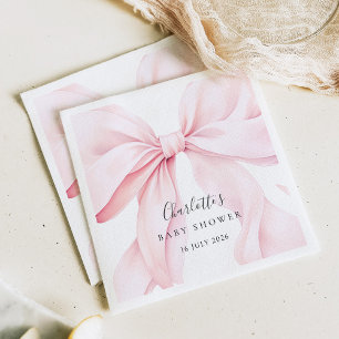 Elegante rosa Schleife Baby-Bridal-Shower Serviette