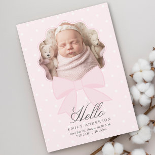 Elegante rosa Schleife Baby Mädchen Foto Collage G Ankündigung