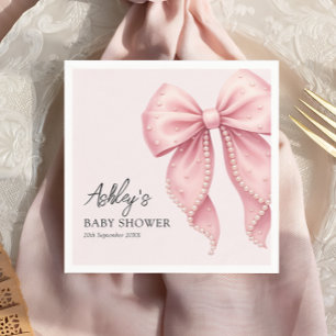 Elegante rosa Schleife Baby-Party Serviette