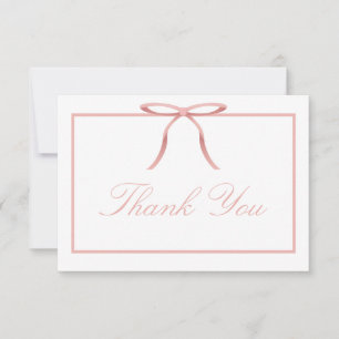 Elegante rosa Schleife Baby Shower Dankeskarten Dankeskarte
