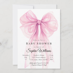 Elegante rosa Schleife Baby Shower Einladung
