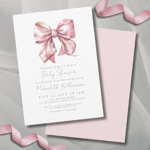 Elegante rosa Schleife Baby Shower Einladung