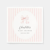 Elegante rosa Schleife Baby Shower Papier Serviett Serviette (Vorderseite)