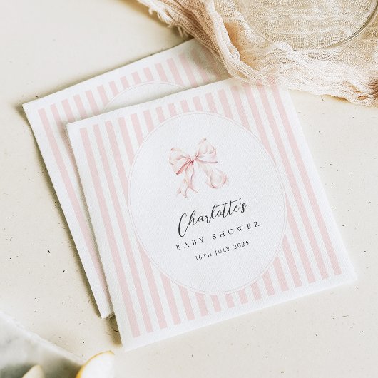Elegante rosa Schleife Baby Shower Papier Serviett Serviette