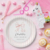 Elegante rosa Schleife Baby Shower Pappteller (Party)