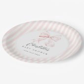 Elegante rosa Schleife Baby Shower Pappteller (Schrägansicht)