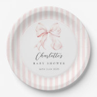 Elegante rosa Schleife Baby Shower Pappteller