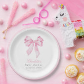 Elegante rosa Schleife Baby Shower  Pappteller (Party)