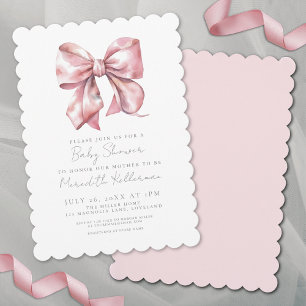 Elegante rosa Schleife Babyparty Einladung