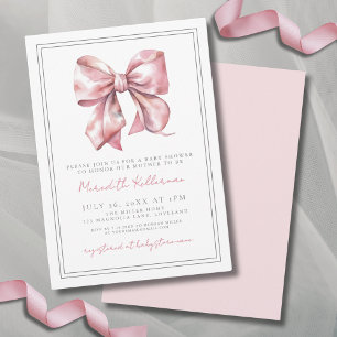 Elegante rosa Schleife Babyparty Einladung