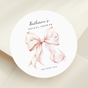 Elegante rosa Schleife Brautdusche Runder Aufkleber