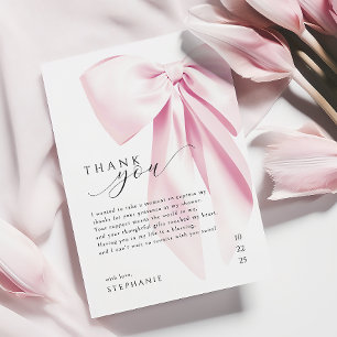 Elegante rosa Schleife Brautparty Dankeskarte