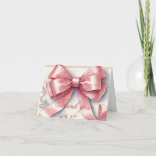 Elegante rosa Schleife Coquette Baby Shower Danke 