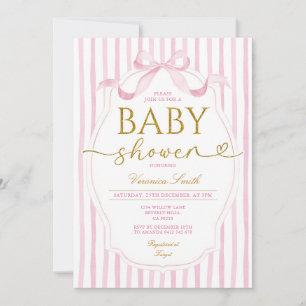 Elegante rosa Schleife Coquette Mädchen Baby Showe Einladung