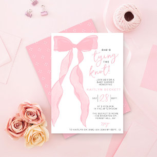 Elegante rosa Schleife Hochzeitsdusche 'Knoten bin Einladung