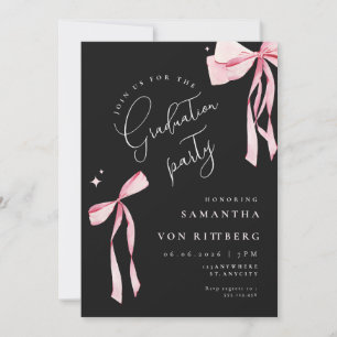 Elegante rosa Schleife Kokette Foto schwarze Absch Einladung