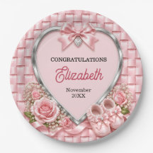 Elegante rosa Schleife Mädchen Baby-Party