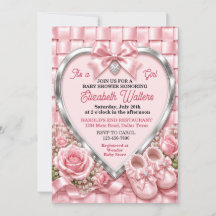 Elegante rosa Schleife Mädchen Baby Shower