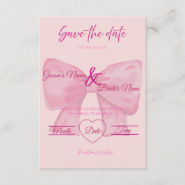 Elegante rosa Schleife "Save the Date" Hochzeit Einladung