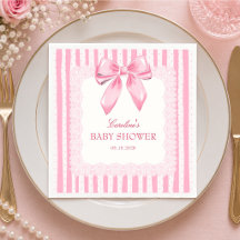 Elegante rosa Schleifen-Baby-Shower-Papier-Serviet