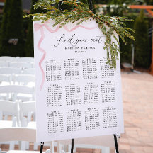 Elegante Rosa Schleifen Hochzeit Sitzordnung