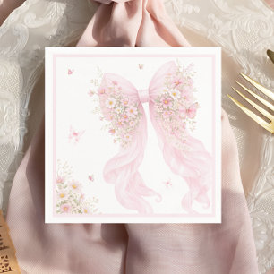 Elegante rosa Schmetterling-Baby-Party Serviette