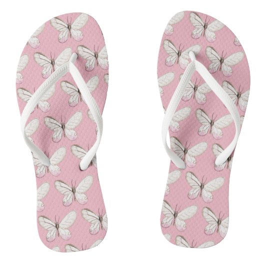 Elegante rosa Schmetterlinge Muster Flip Flops Badesandalen (Fußbett)