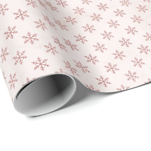 Elegante Rosa Schneeflocke | Weihnachtsfeiertag Geschenkpapier (Rolleneckpunkt)